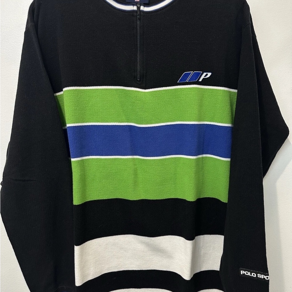 Polo by Ralph Lauren Zip Up Sweater Black and Green